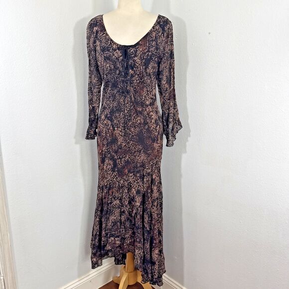 Temptation Maxi Dress Womens M Multi Tiered  Flare Hi Low Grunge Gypsy‎ - Picture 1 of 14
